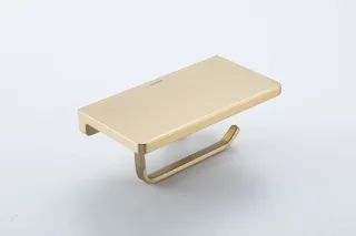 Держатель для туалетной бумаги Gappo G30803-3 с полочкой золотой сатин